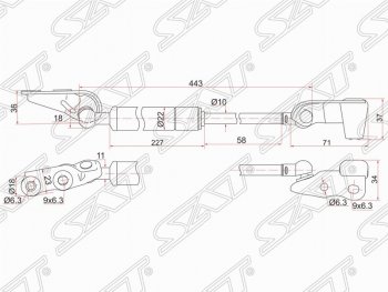 Левый газовый упор крышки багажника SAT Toyota (Тойота) Ipsum (Ипсум)  ACM20 (2001-2003) ACM20 дорестайлинг