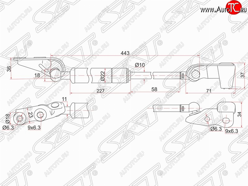 1 489 р. Правый газовый упор крышки багажника SAT  Toyota Ipsum  ACM20 (2001-2003) дорестайлинг  с доставкой в г. Москва