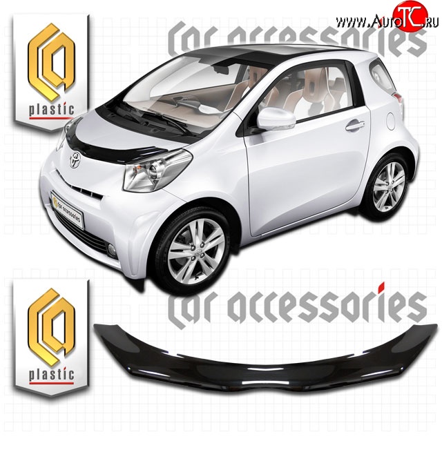 2 079 р. Дефлектор капота CA-Plastic  Toyota IQ (2008-2016) (Classic черный, Без надписи)  с доставкой в г. Москва