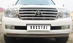 Защита переднего бампера (2 трубыØ63 мм, нержавейка) SLITKOFF Toyota Land Cruiser 100 1-ый рестайлинг (2002-2005)