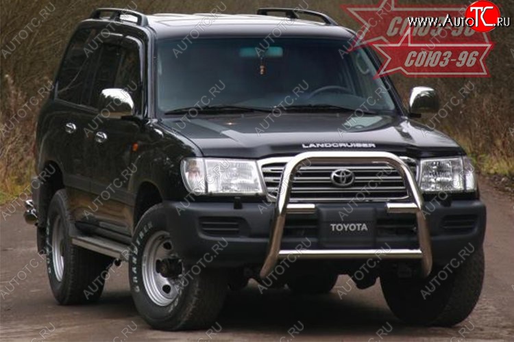 23 039 р. Защита переднего бампера под лебедку Souz-96 (d76) Toyota Land Cruiser 100 1-ый рестайлинг (2002-2005)  с доставкой в г. Москва