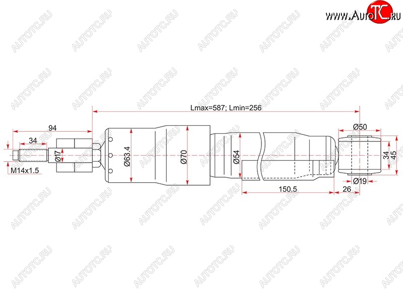 2 769 р. Амортизатор задний LH=RH SAT Toyota Land Cruiser 100 дорестайлинг (1998-2002)  с доставкой в г. Москва