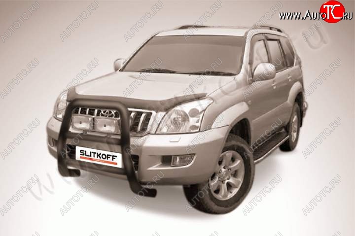 22 999 р. Кенгурятник d76 высокий  Toyota Land Cruiser Prado  J120 (2002-2009) (Цвет: серебристый)  с доставкой в г. Москва