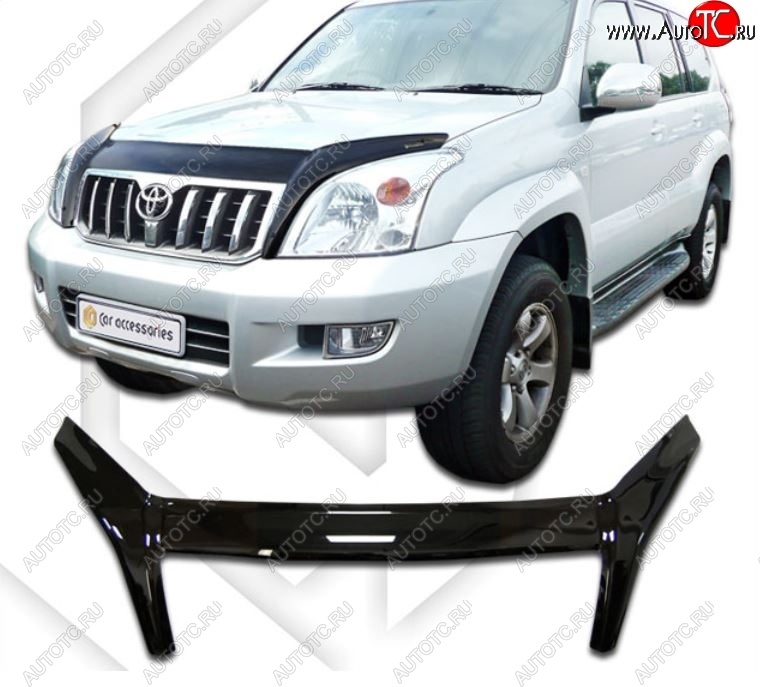 2 899 р. Дефлектор капота (J120-J125) CA-Plastic exclusive Toyota Land Cruiser Prado J120 (2002-2009) (Classic черный, Без надписи)  с доставкой в г. Москва