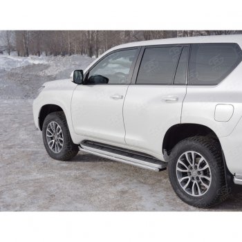 17 849 р. Защита порогов (Ø42 мм, нержавейка) SLITKOFF Toyota Land Cruiser Prado J150 2-ой рестайлинг (2017-2020)  с доставкой в г. Москва. Увеличить фотографию 3