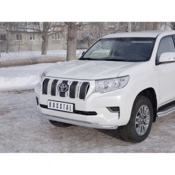 18 399 р. Защита переднего бампера (Ø63 мм, нержавейка) SLITKOFF Toyota Land Cruiser Prado J150 2-ой рестайлинг (2017-2020)  с доставкой в г. Москва. Увеличить фотографию 2