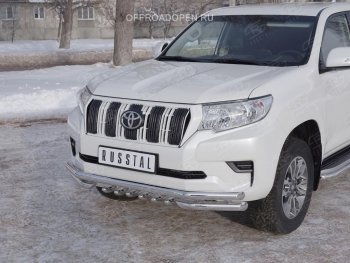 27 999 р. Защита переднего бампера (Ø63 мм c зубами Ø42, нержавейка) SLITKOFF  Toyota Land Cruiser Prado  J150 (2017-2020) 2-ой рестайлинг  с доставкой в г. Москва. Увеличить фотографию 2