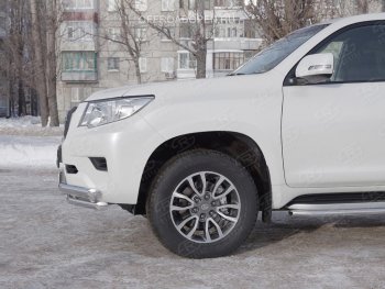 27 999 р. Защита переднего бампера (Ø63 мм c зубами Ø42, нержавейка) SLITKOFF Toyota Land Cruiser Prado J150 2-ой рестайлинг (2017-2020)  с доставкой в г. Москва. Увеличить фотографию 1