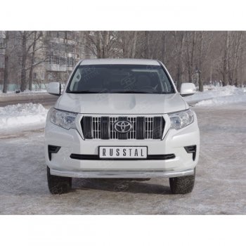 20 999 р. Одинарная защита переднего бампера диаметром 76 мм Toyota Land Cruiser Prado J150 2-ой рестайлинг (2017-2020)  с доставкой в г. Москва. Увеличить фотографию 2