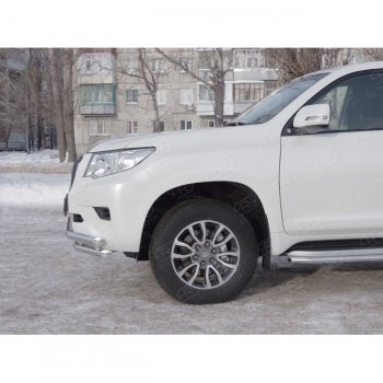 26 499 р. Защита переднего бампера (Ø63 мм с углами, нержавейка) SLITKOFF Toyota Land Cruiser Prado J150 2-ой рестайлинг (2017-2020)  с доставкой в г. Москва. Увеличить фотографию 2