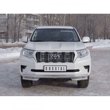 26 499 р. Защита переднего бампера (Ø63 мм с углами, нержавейка) SLITKOFF Toyota Land Cruiser Prado J150 2-ой рестайлинг (2017-2020)  с доставкой в г. Москва. Увеличить фотографию 3