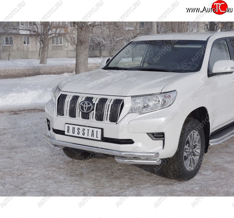 26 499 р. Защита переднего бампера (Ø63 мм с углами, нержавейка) SLITKOFF Toyota Land Cruiser Prado J150 2-ой рестайлинг (2017-2020)  с доставкой в г. Москва