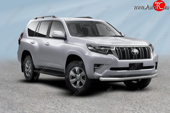 16 349 р. Защита переднего бампера Slitkoff (Ø 76 мм)  Toyota Land Cruiser Prado  J150 (2017-2020) 2-ой рестайлинг (Нержавеющая сталь)  с доставкой в г. Москва