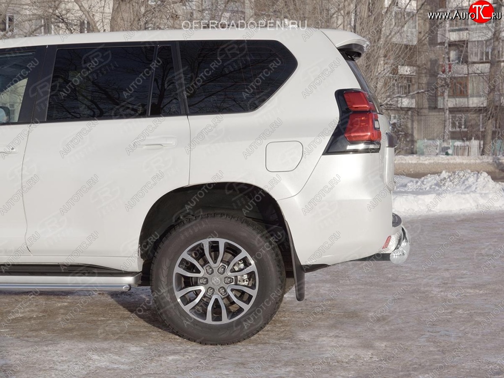 17 399 р. Защита заднего бампера (Ø76 мм, нержавейка) SLITKOFF Toyota Land Cruiser Prado J150 2-ой рестайлинг (2017-2020)  с доставкой в г. Москва