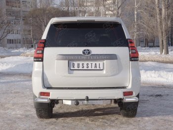 10 999 р. Защита заднего бампера (Ø76 мм уголки, нержавейка) SLITKOFF Toyota Land Cruiser Prado J150 2-ой рестайлинг (2017-2020)  с доставкой в г. Москва. Увеличить фотографию 2