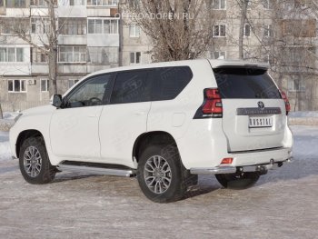 Защита заднего бампера (Ø76 мм уголки, нержавейка) SLITKOFF Toyota (Тойота) Land Cruiser Prado (Лэнд)  J150 (2017-2020) J150 2-ой рестайлинг