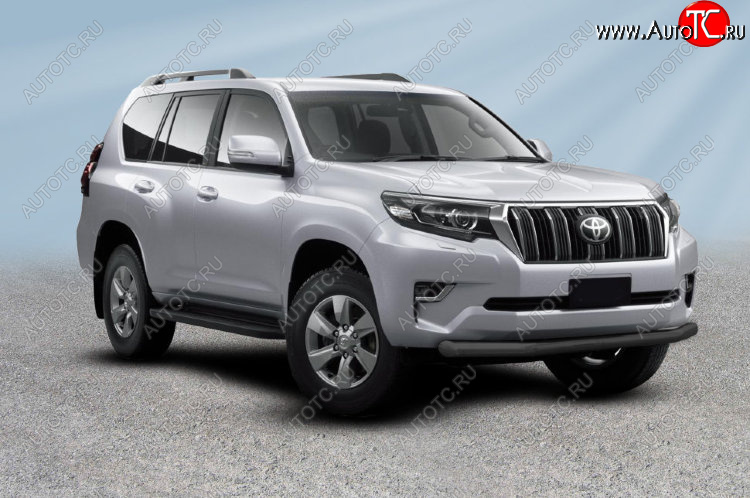 12 649 р. Защита переднего бампера Slitkoff (Ø мм). Toyota Land Cruiser Prado J150 2-ой рестайлинг (2017-2020) (Сталь с полимерным покрытием. Цвет: черный)  с доставкой в г. Москва