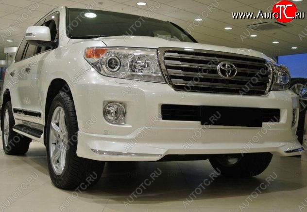 21 599 р. Накладка на передний бампер CT Toyota Land Cruiser 200 1-ый рестайлинг (2012-2015) (Неокрашенная)  с доставкой в г. Москва