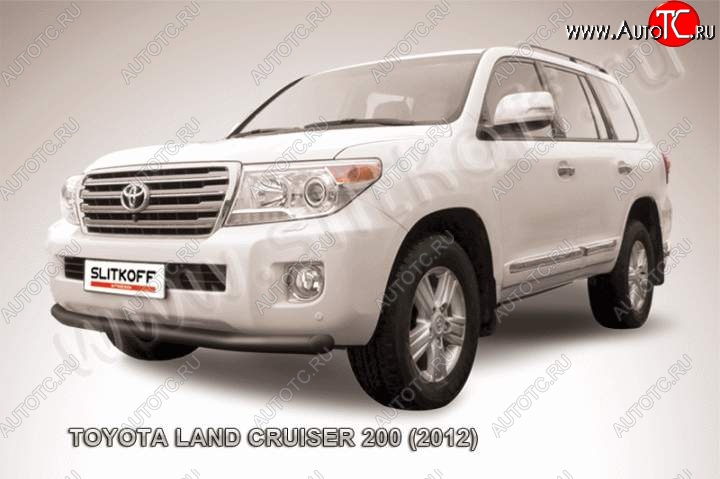 9 999 р. Защита переднего бампер Slitkoff  Toyota Land Cruiser  200 (2012-2015) 1-ый рестайлинг (Цвет: серебристый)  с доставкой в г. Москва