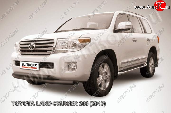 16 549 р. Защита переднего бампер Slitkoff Toyota Land Cruiser 200 1-ый рестайлинг (2012-2015) (Цвет: серебристый)  с доставкой в г. Москва