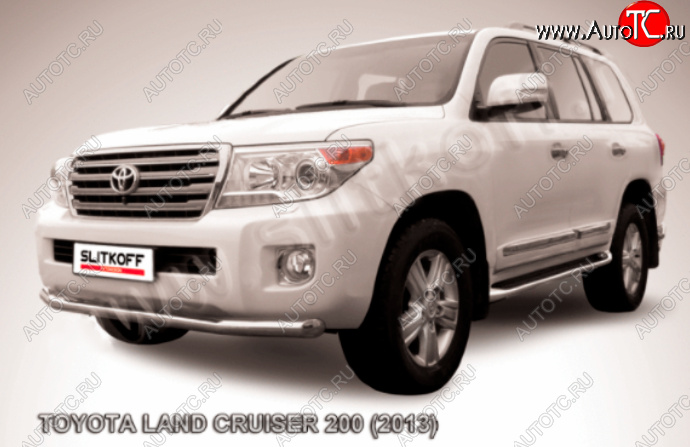 14 099 р. Защита переднего бампера Slitkoff (Ø76 мм)  Toyota Land Cruiser  200 (2012-2015) 1-ый рестайлинг (Нержавейка полированная)  с доставкой в г. Москва