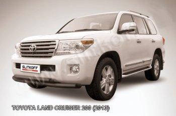 23 699 р. Защита переднего бампера Slitkoff (Ø76 и 57 мм) Toyota Land Cruiser 200 1-ый рестайлинг (2012-2015) (Нержавейка полированная)  с доставкой в г. Москва. Увеличить фотографию 2