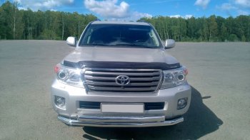 28 649 р. Защита переднего бампера двойная из труб d63/63 мм Petroil Tuning  Toyota Land Cruiser  200 (2015-2021) 2-ой рестайлинг (Нержавеющая полированная сталь)  с доставкой в г. Москва. Увеличить фотографию 3