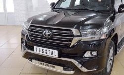 23 899 р. Защита переднего бампера (Ø63 мм с надписью, нержавейка) SLITKOFF Toyota Land Cruiser 200 2-ой рестайлинг (2015-2021)  с доставкой в г. Москва. Увеличить фотографию 3