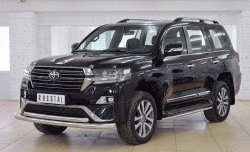 24 849 р. Защита переднего бампера (2 трубыØ76 и 63 мм, нержавейка) SLITKOFF Toyota Land Cruiser 200 2-ой рестайлинг (2015-2021)  с доставкой в г. Москва. Увеличить фотографию 2