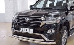 24 849 р. Защита переднего бампера (2 трубыØ76 и 63 мм, нержавейка) SLITKOFF Toyota Land Cruiser 200 2-ой рестайлинг (2015-2021)  с доставкой в г. Москва. Увеличить фотографию 3