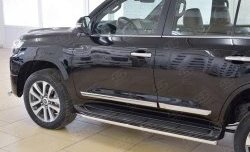 14 899 р. Защита порогов из круглой трубы диаметром 42 мм SLITKOFF Toyota Land Cruiser 200 2-ой рестайлинг (2015-2021)  с доставкой в г. Москва. Увеличить фотографию 4