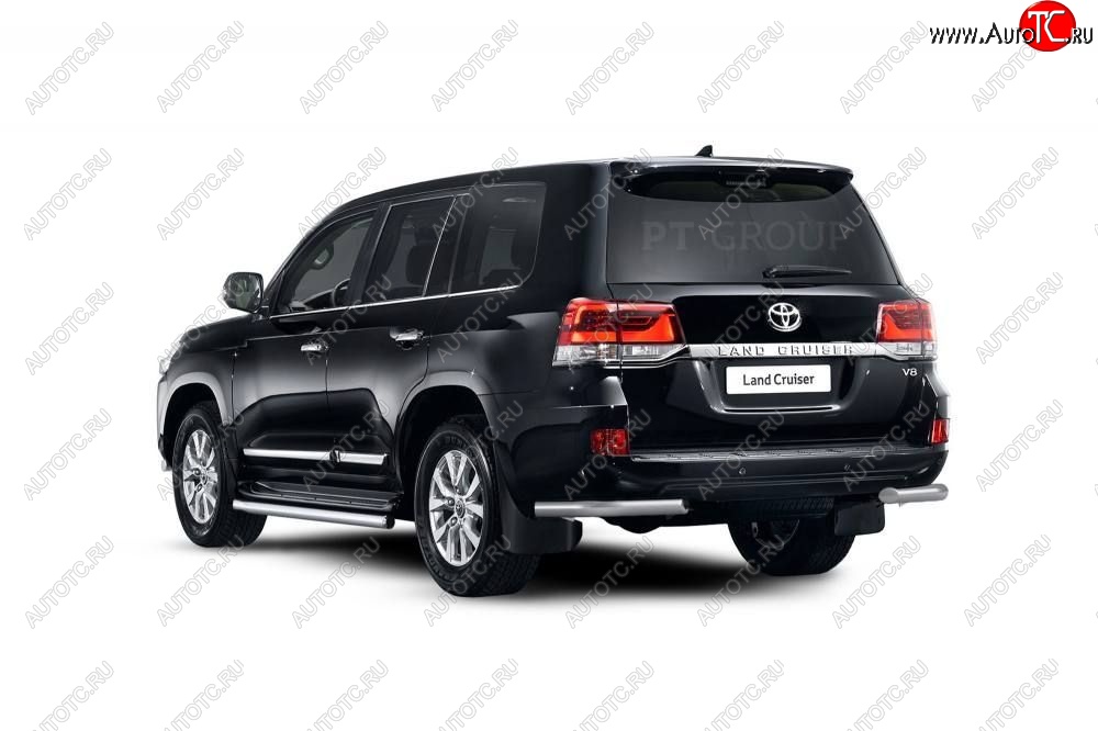 21 849 р. Защита заднего бампера Petroil Tuning (уголки, d63)  Toyota Land Cruiser  200 (2015-2021) 2-ой рестайлинг (Нержавеющая полированная сталь)  с доставкой в г. Москва