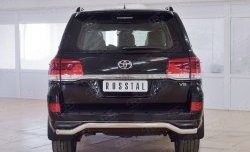 Защита заднего бампера (Ø63 мм волна, нержавейка) SLITKOFF Toyota Land Cruiser 200 2-ой рестайлинг (2015-2021)