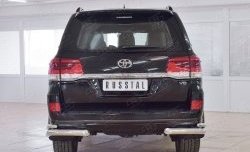 Защита заднего бампера (2 трубы Ø76х42 мм, нержавейка) SLITKOFF Toyota (Тойота) Land Cruiser (Лэнд)  200 (2015-2021) 200 2-ой рестайлинг