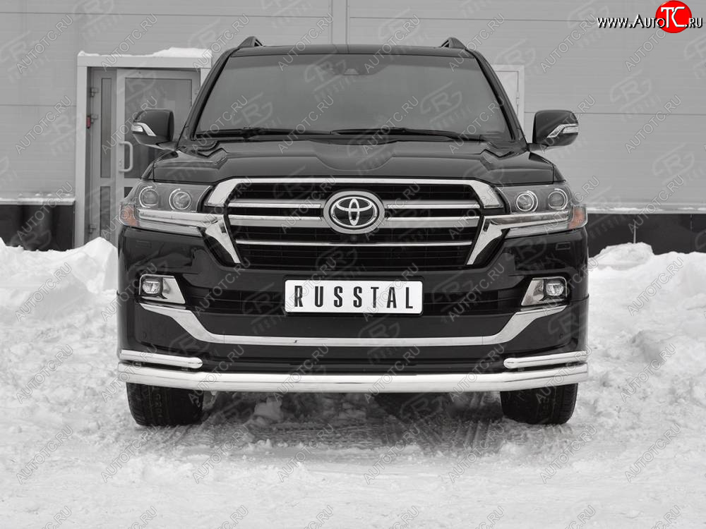 22 999 р. Защита переднего бампера (2 трубы Ø 76 и 42 мм, нержавейка, EXECUTIVE LOUNGE) Toyota Land Cruiser 200 2-ой рестайлинг (2015-2021)  с доставкой в г. Москва