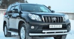 25 499 р. Защита переднего бампера (2 трубыØ76 и 63 мм, нержавейка) SLITKOFF  Toyota Land Cruiser Prado  J150 (2009-2013) дорестайлинг  с доставкой в г. Москва. Увеличить фотографию 4