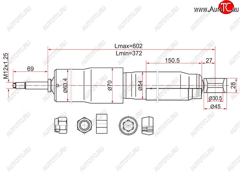 2 399 р. Амортизатор задний LH=RH SAT Toyota Land Cruiser 80 (1989-1997)  с доставкой в г. Москва