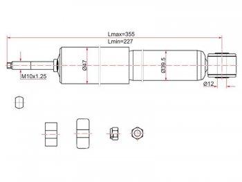 1 669 р. Амортизатор передний LH=RH SAT Toyota LiteAce Noah (1996-2001)  с доставкой в г. Москва. Увеличить фотографию 1