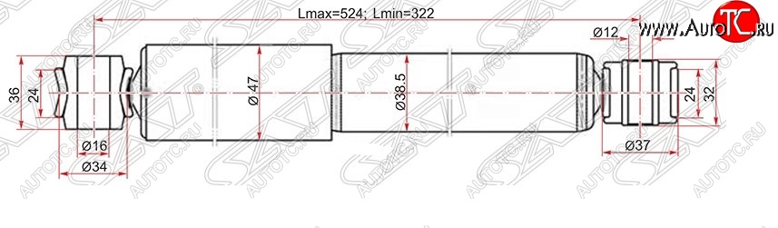 1 369 р. Амортизатор задний SAT (устанавливается на левую или правую сторону)  Toyota LiteAce  Noah (1996-2001)  с доставкой в г. Москва