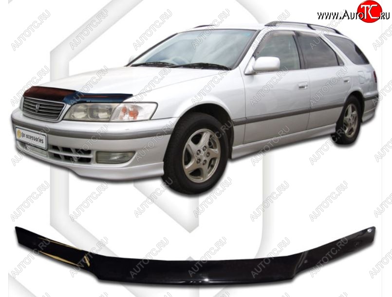 1 999 р. Дефлектор капота CA-Plastiс  Toyota Mark 2  Qualis (1997-2002) седан (Classic черный, Без надписи)  с доставкой в г. Москва