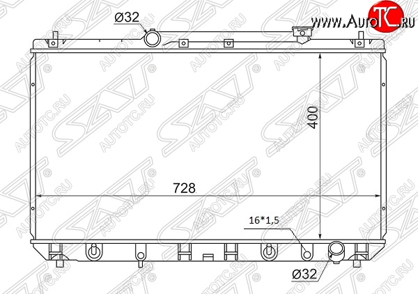 7 349 р. Радиатор двигателя SAT (пластинчатый, 2.2, МКПП/АКПП) Toyota Mark 2 Qualis седан (1997-2002)  с доставкой в г. Москва