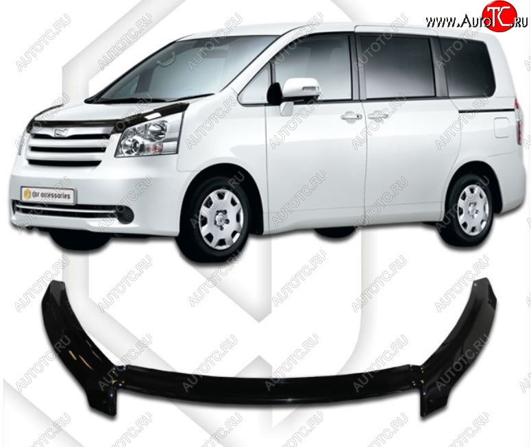 2 479 р. Дефлектор капота CA-Plastiс exclusive  Toyota Noah  2 (2007-2010) дорестайлинг (Classic черный, Без надписи)  с доставкой в г. Москва