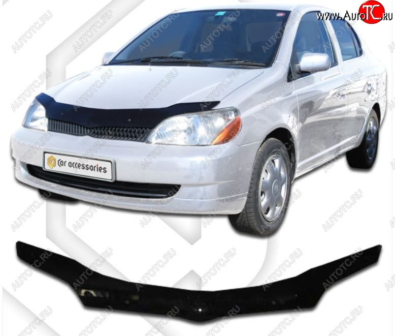 1 999 р. Дефлектор капота CA-Plastic  Toyota Platz (1999-2002) (Classic черный, Без надписи)  с доставкой в г. Москва