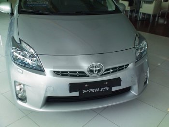 1 639 р. Декоративные элементы решетки радиатора SAT Toyota Prius XW30 дорестайлинг (2009-2011) (Хром)  с доставкой в г. Москва. Увеличить фотографию 2