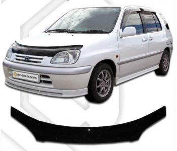 2 199 р. Дефлектор капота CA-Plastiс Toyota Raum (1997-2003) (серия Classic черный, Без надписи)  с доставкой в г. Москва. Увеличить фотографию 2