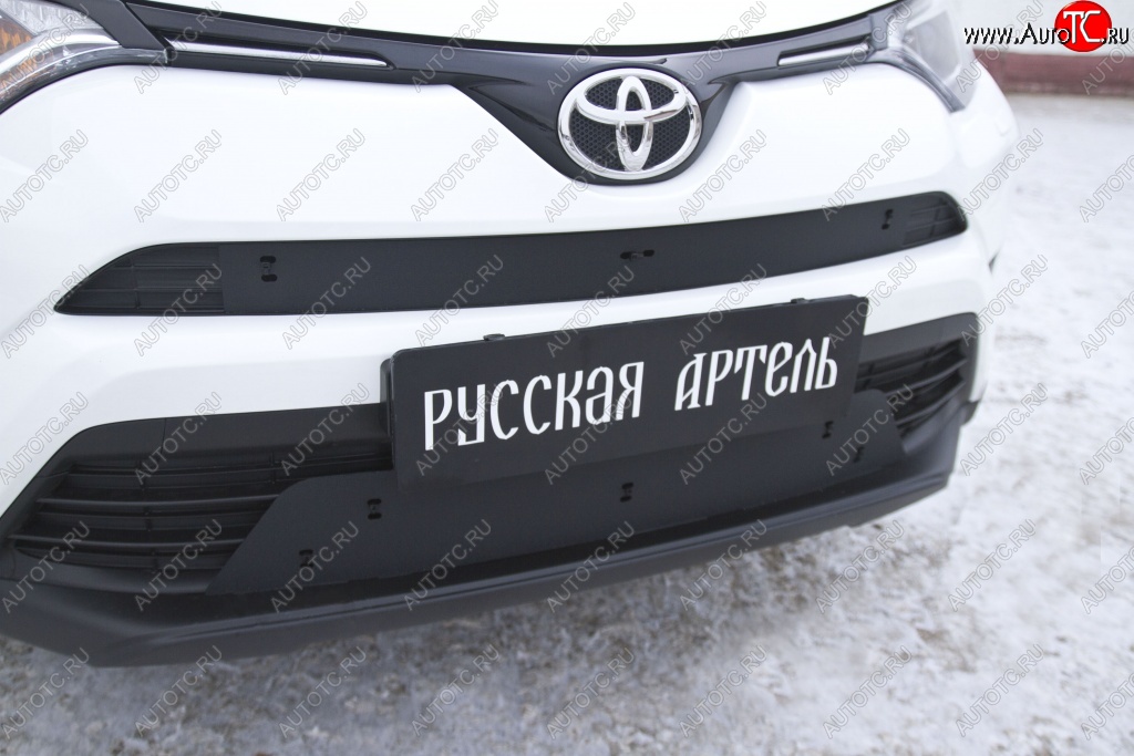 1 439 р. Зимняя заглушка решетки переднего бампера РА Toyota RAV4 XA40 5 дв. рестайлинг (2015-2019)  с доставкой в г. Москва