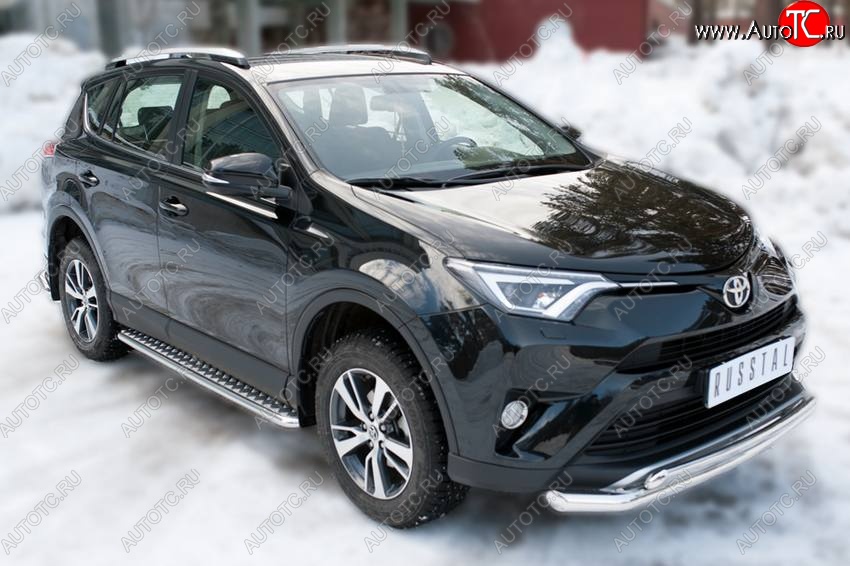 34 999 р. Широкая защита порогов с трубой диаметром 42 мм SLITKOFF v3  Toyota RAV4  XA40 (2015-2019) 5 дв. рестайлинг  с доставкой в г. Москва