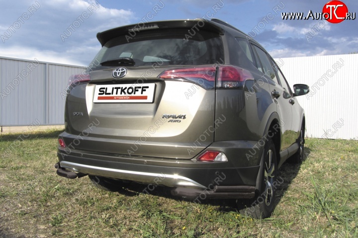 6 849 р. Уголки d57+d42 двойные Toyota RAV4 XA40 5 дв. рестайлинг (2015-2019) (Цвет: серебристый)  с доставкой в г. Москва