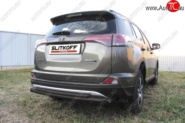 8 599 р. Защита задняя Slitkoff Toyota RAV4 XA40 5 дв. рестайлинг (2015-2019) (Цвет: серебристый)  с доставкой в г. Москва