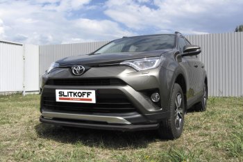 10 749 р. Защита переднего бампера Slitkoff (Ø57 мм)  Toyota RAV4  XA40 (2015-2019) 5 дв. рестайлинг (Нержавейка полированная)  с доставкой в г. Москва. Увеличить фотографию 2